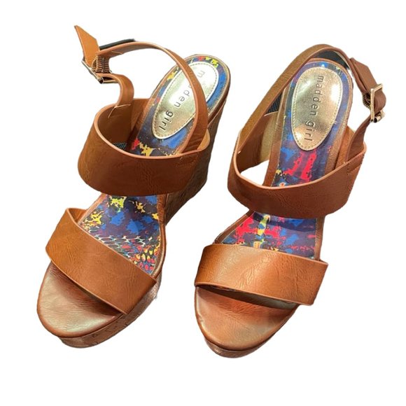 Size 8 cork platform madden girl wedges, near new condition - Picture 2 of 3